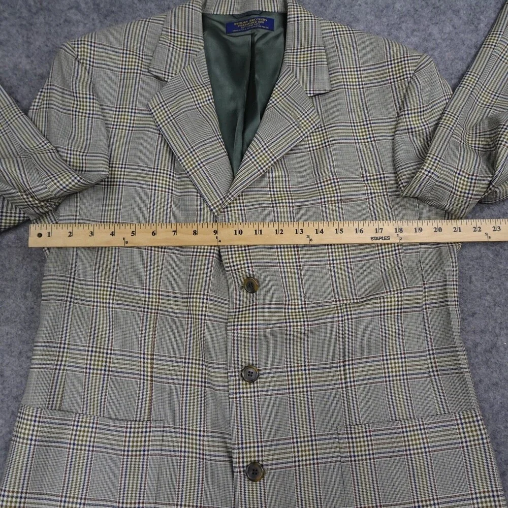 Brooks Brother Sports Jacket Mens 41R Brown Wool Coat Blazer Plaid